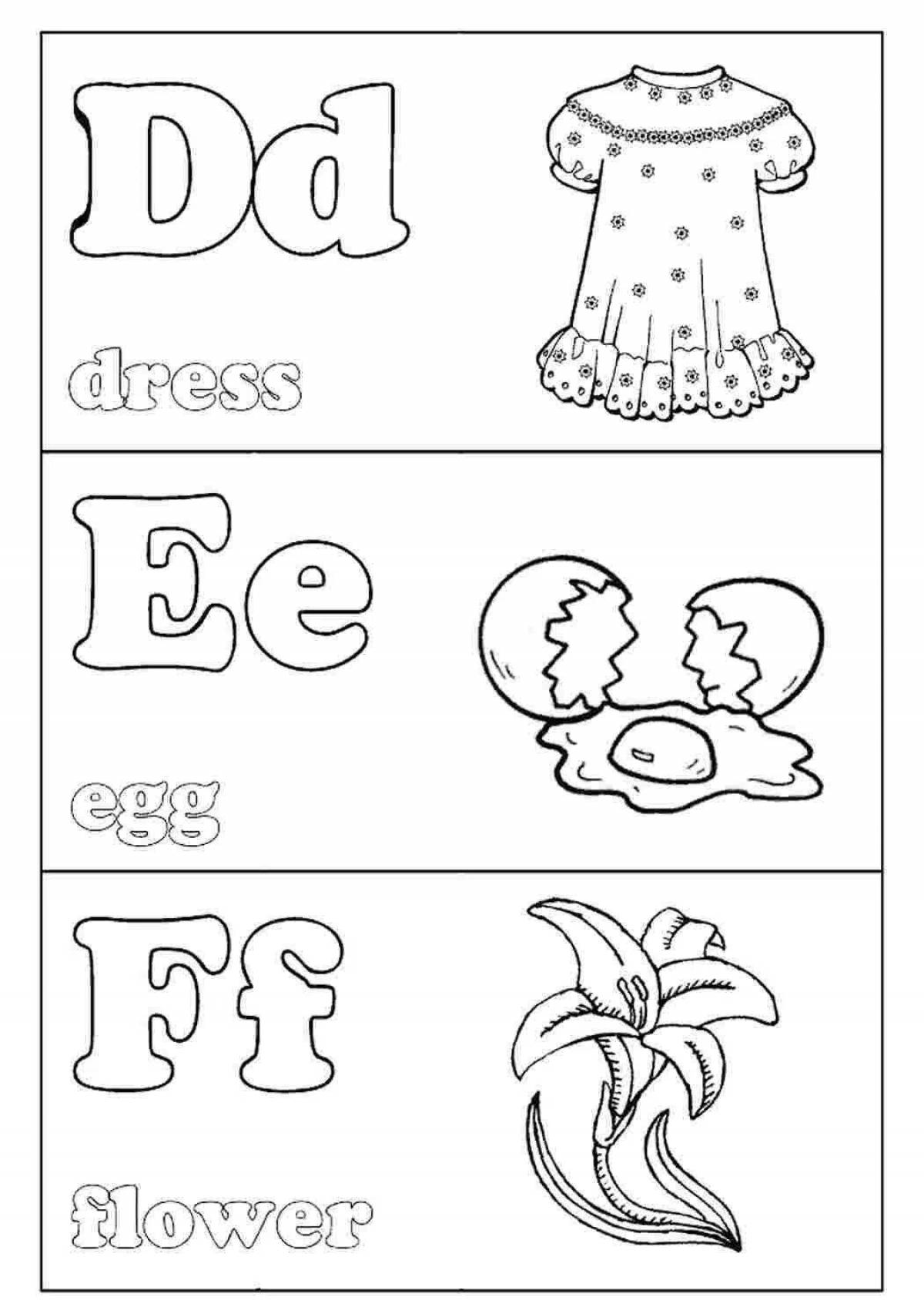Красочная страница раскраски с английским алфавитом для детей всех национальностей