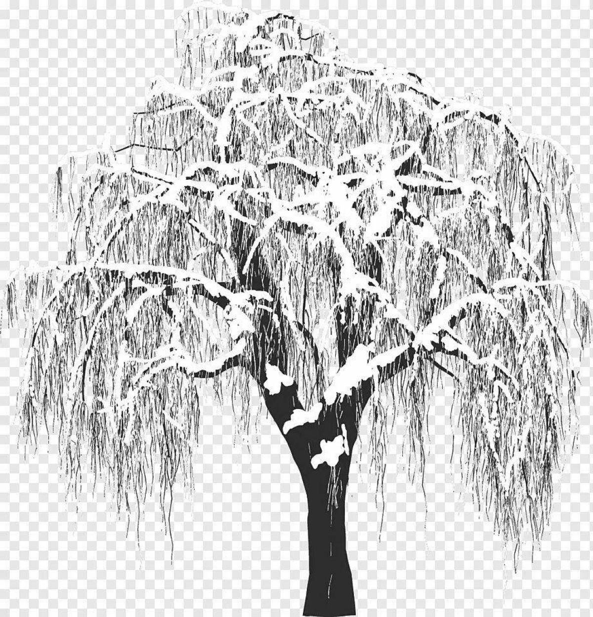 Буйная раскраска мороз на деревьях для детей