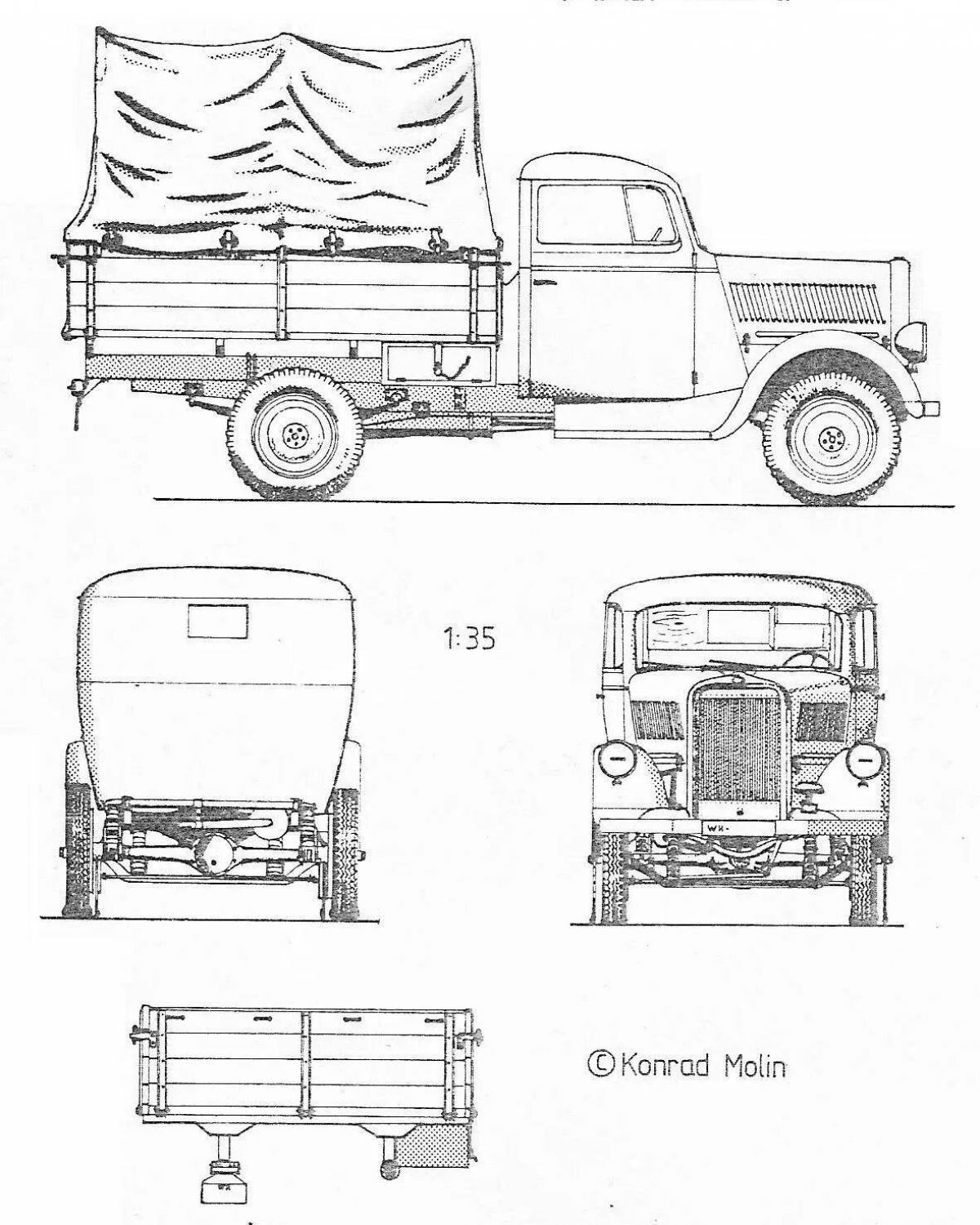 Изысканный грузовой автомобиль в годы войны