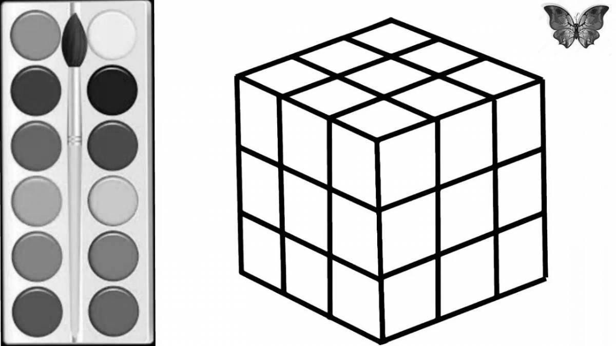 Раскраска яркий кубик рубика