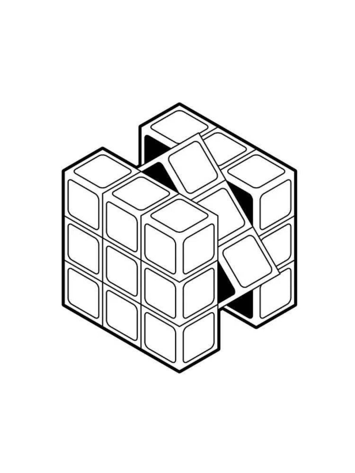 Подробная раскраска кубика рубика