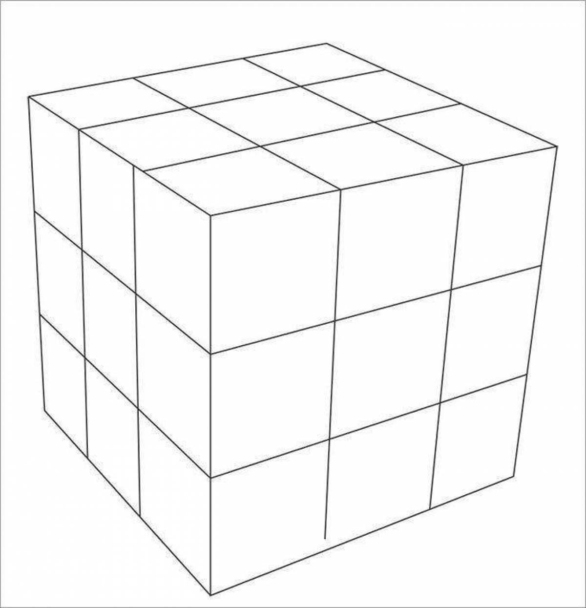 Цветная яркая страница раскраски кубика рубика