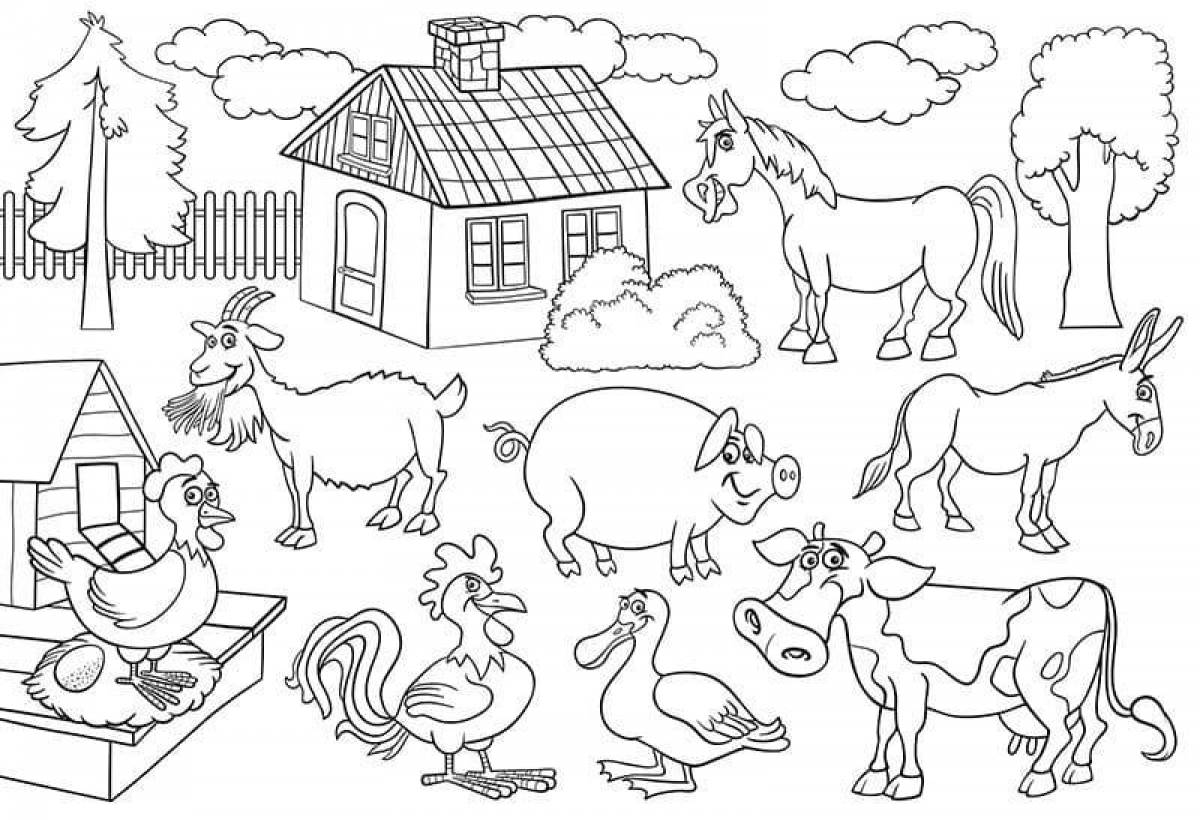 Игривая раскраска домашних животных для детей 4-5 лет