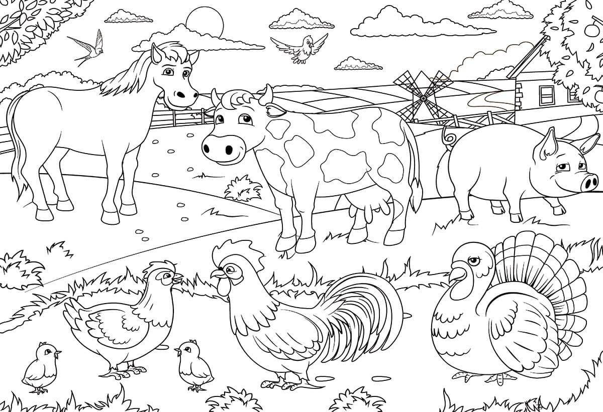Веселые раскраски домашних животных для детей 4-5 лет