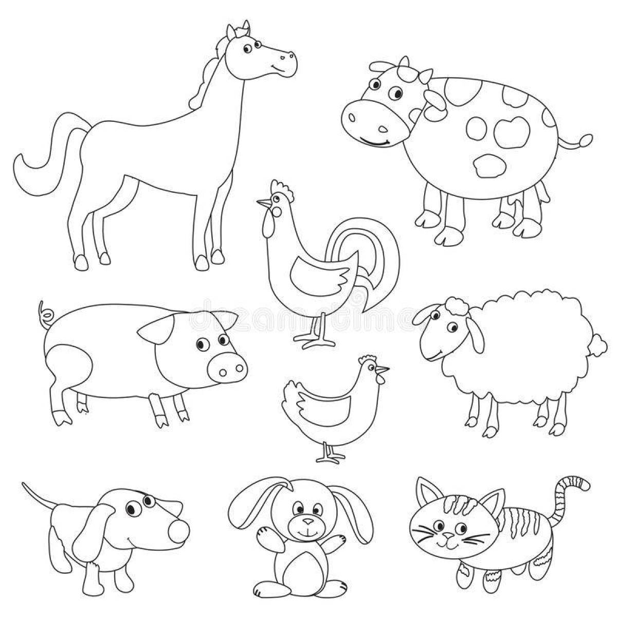 Очаровательная раскраска домашних животных для детей 4-5 лет