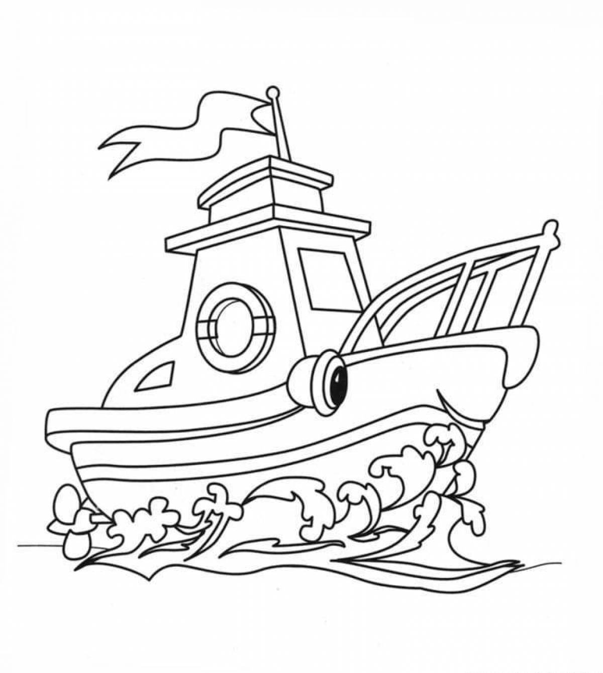 Красочная страница раскраски кораблей для детей