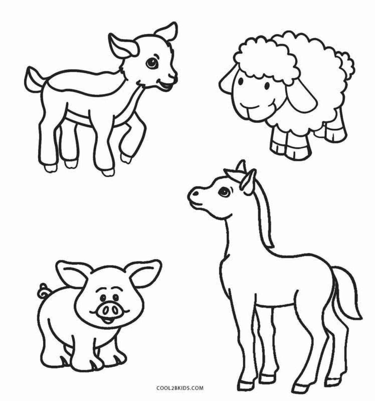 Веселые раскраски животных для детей 3-4 лет