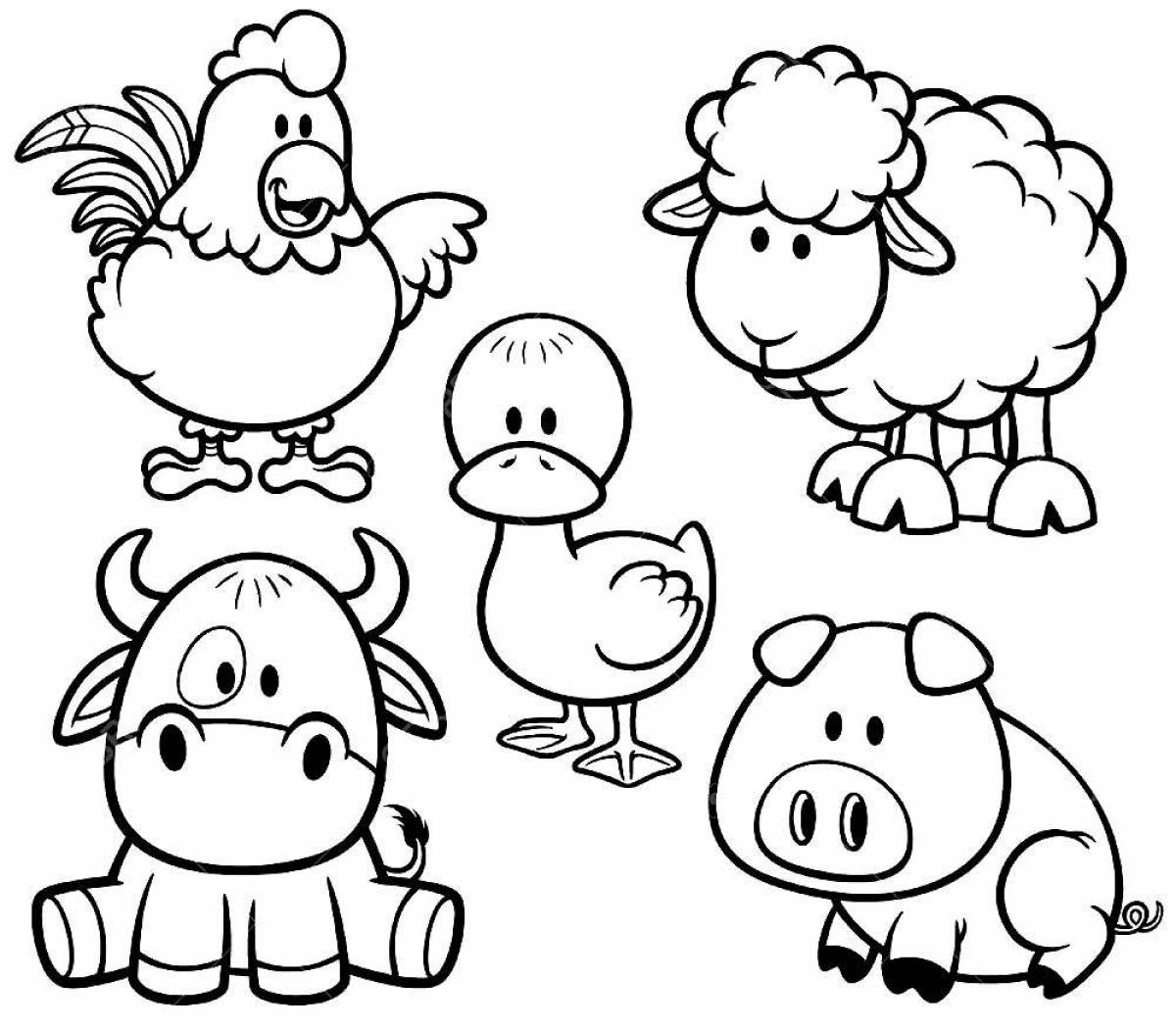 Креативные раскраски животные для детей 3-4 лет