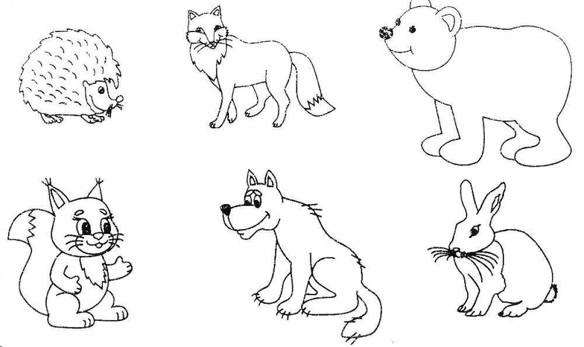 Творческая раскраска диких животных для детей 6-7 лет