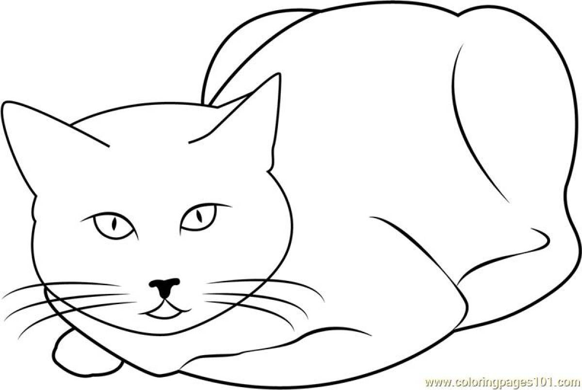 Раскраска милая картонная кошка