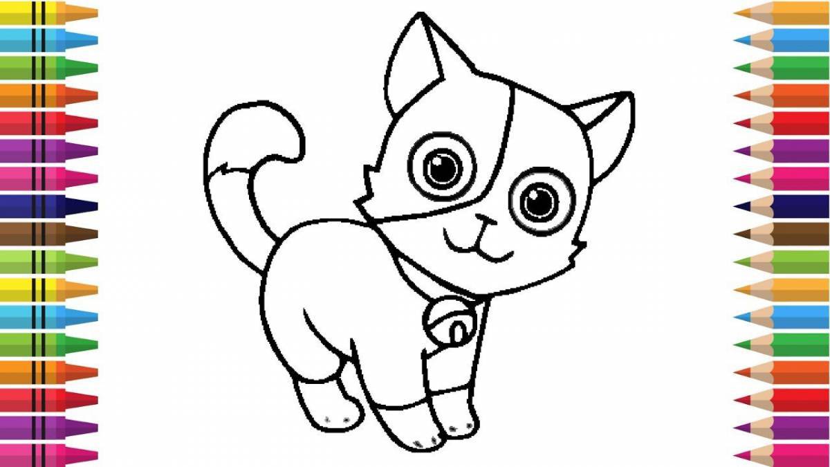 Раскраска яркая картонная кошка