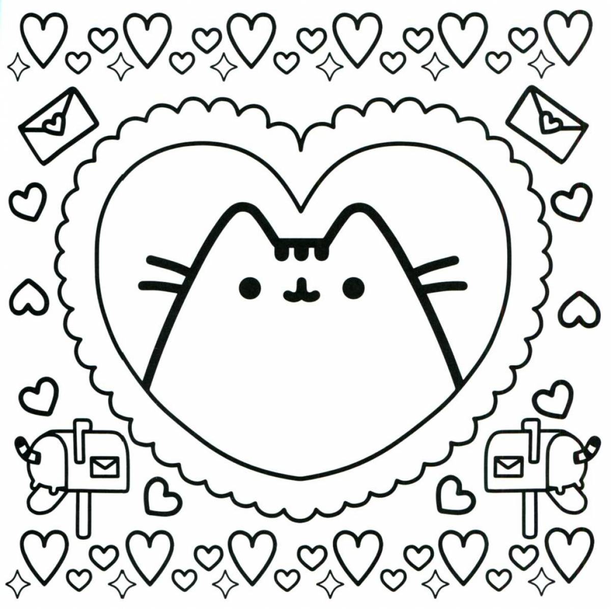 Раскраска счастливый картонный кот