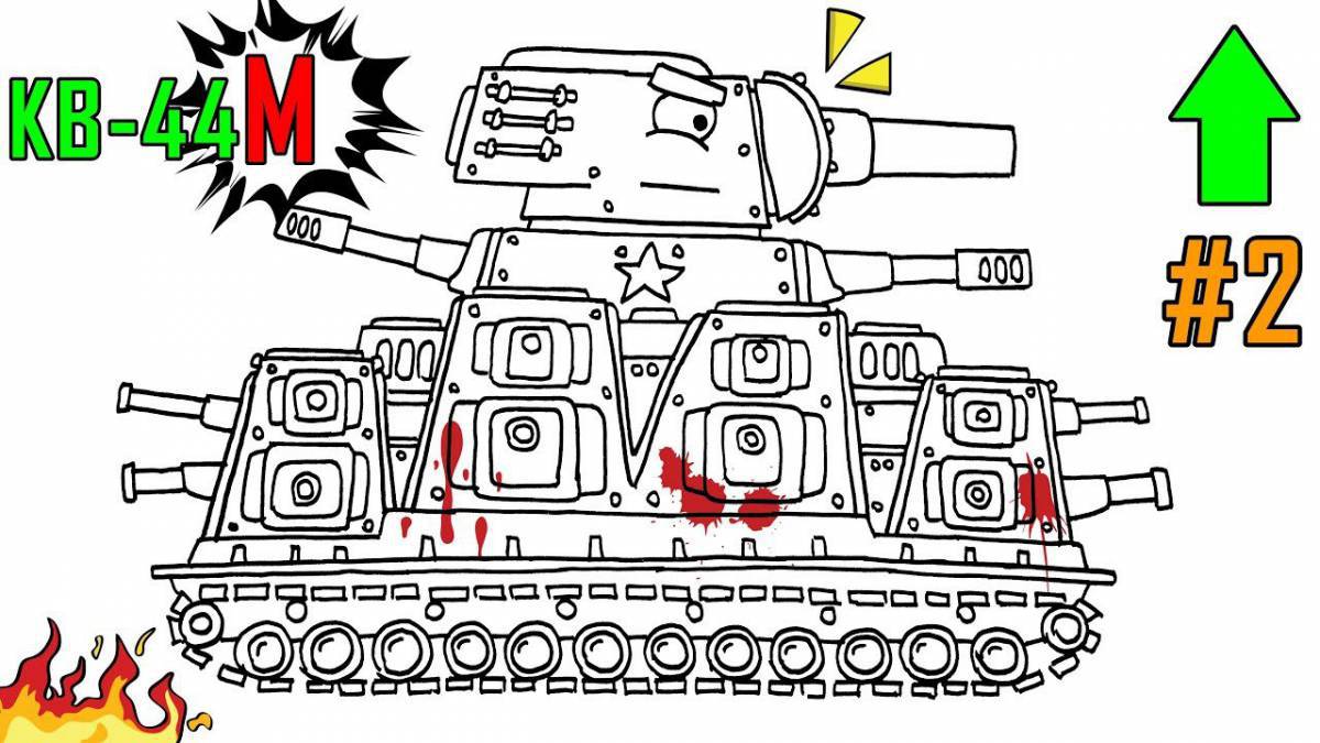 Раскраска комический танк