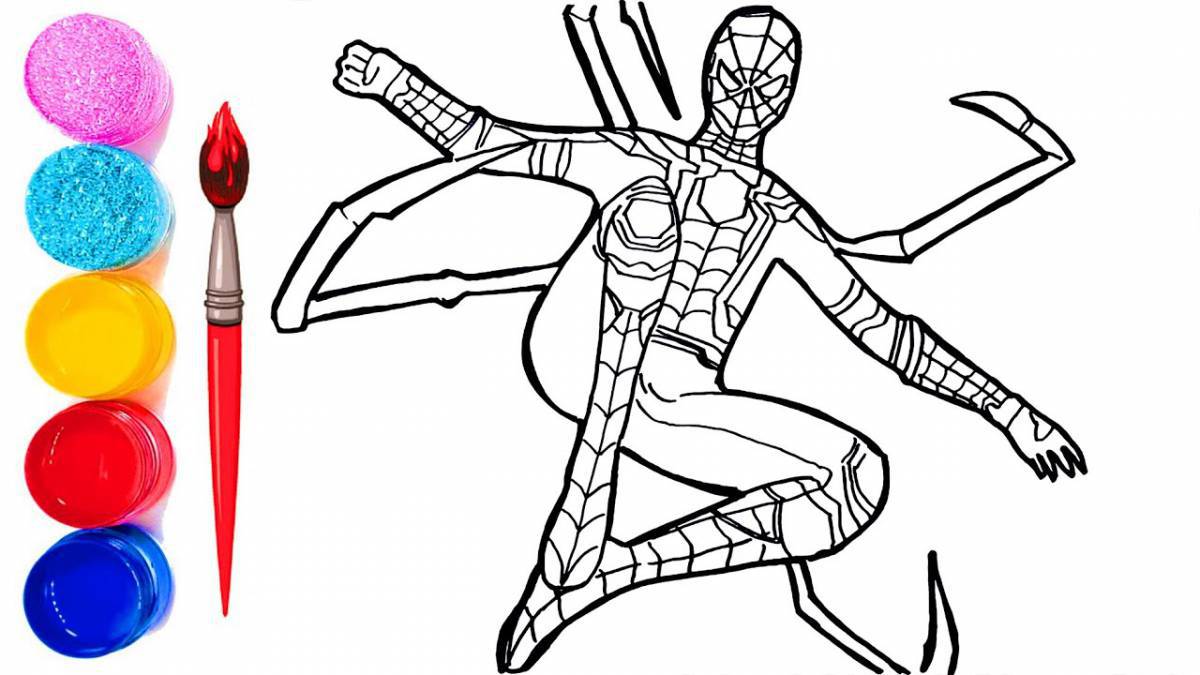 Подробная страница раскраски железный человек паук