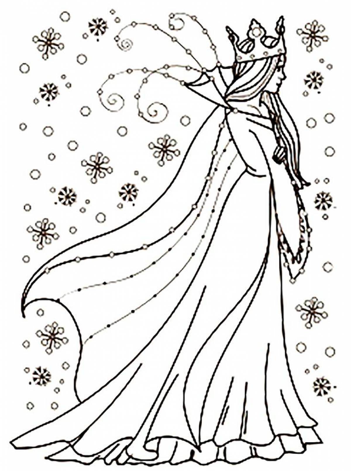 Красивая раскраска снежная королева для детей