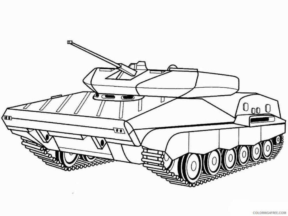 Красочная раскраска танк для детей 5-6 лет