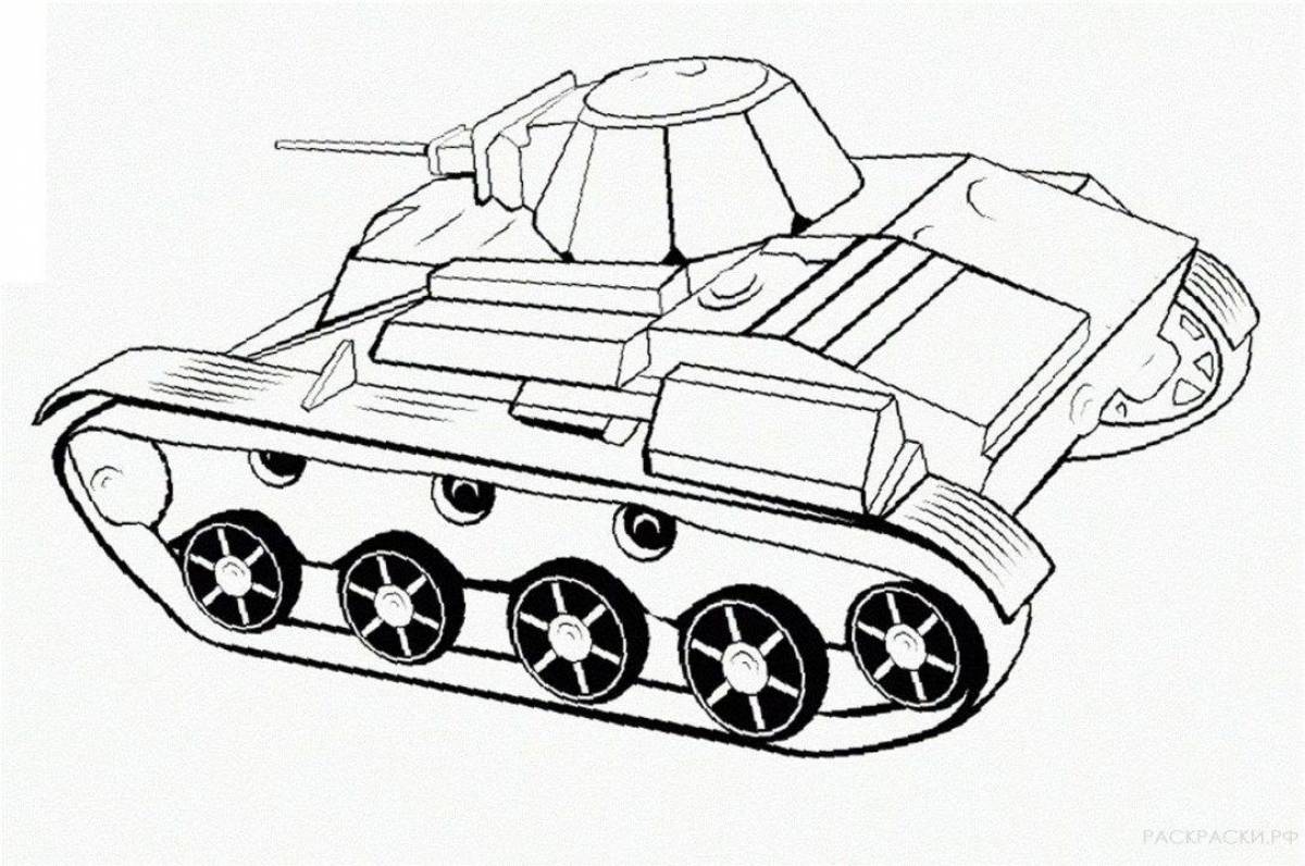 Веселая раскраска танк для детей 5-6 лет