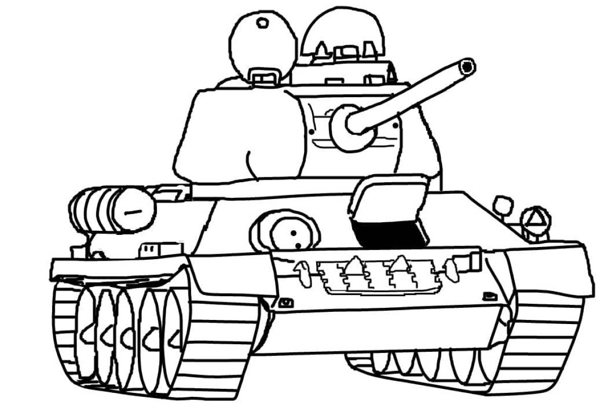 Радостная раскраска танк для детей 5-6 лет