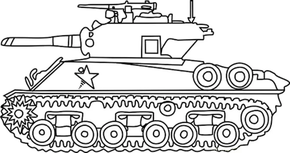 Красочный танк-раскраска для детей 5-6 лет