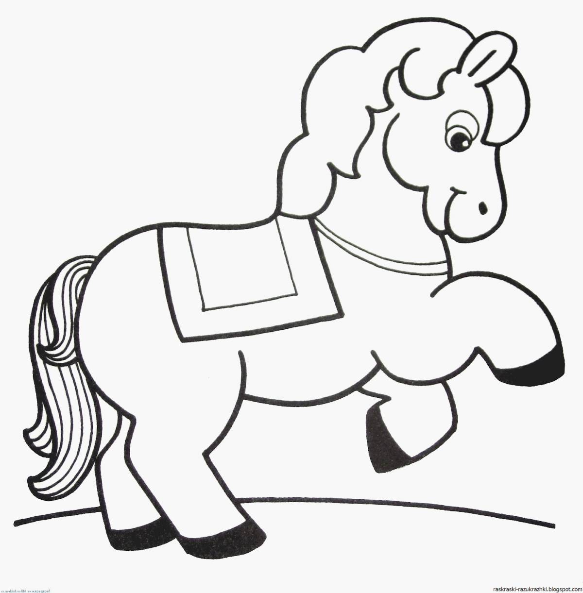 Раскраска «волшебная лошадь» для детей 3-4 лет