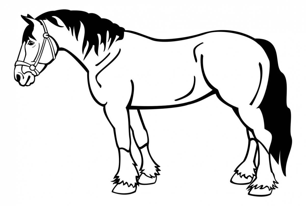Выдающаяся страница раскраски лошадей для детей 3-4 лет