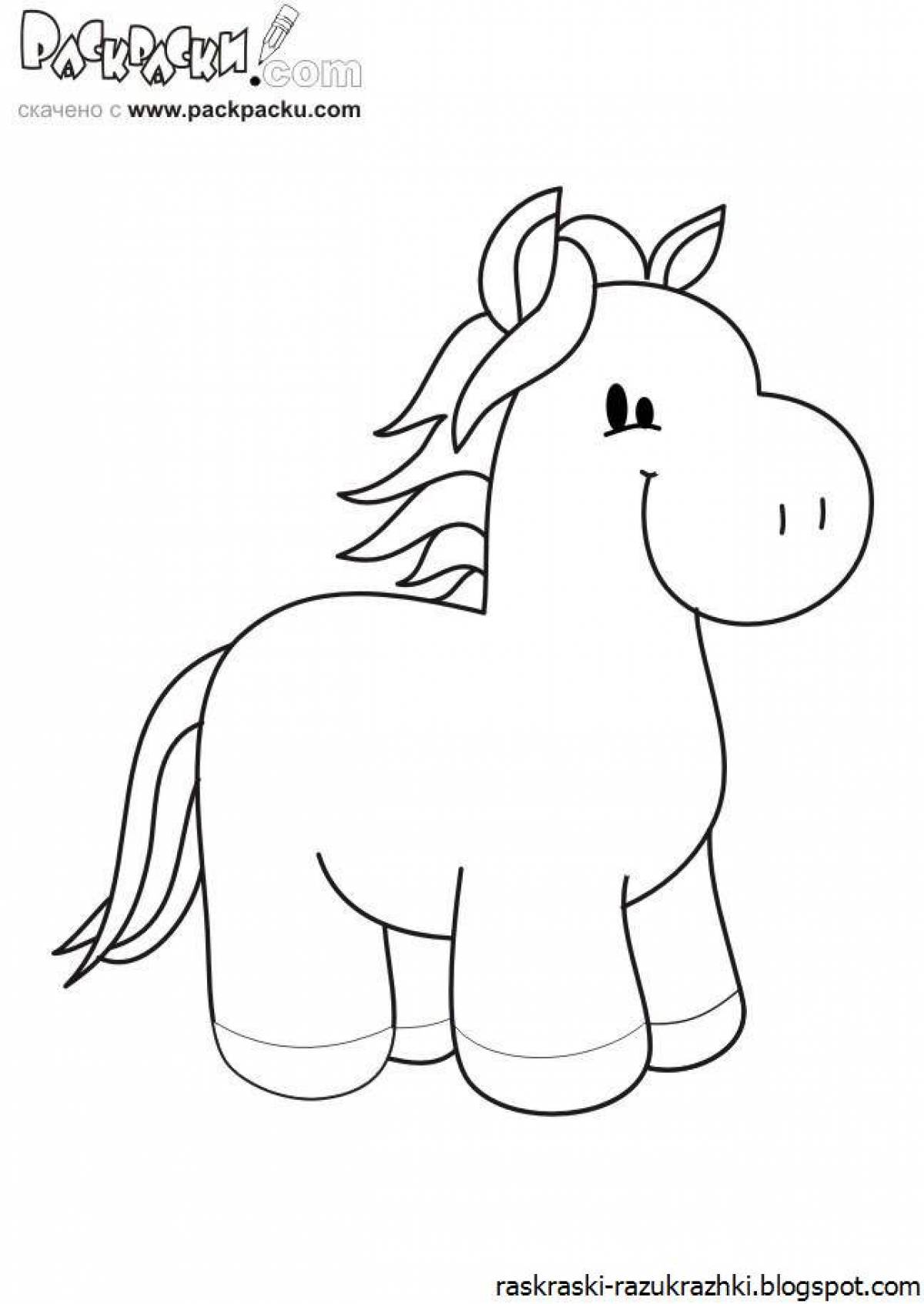 Раскраска блестящая лошадь для детей 3-4 лет