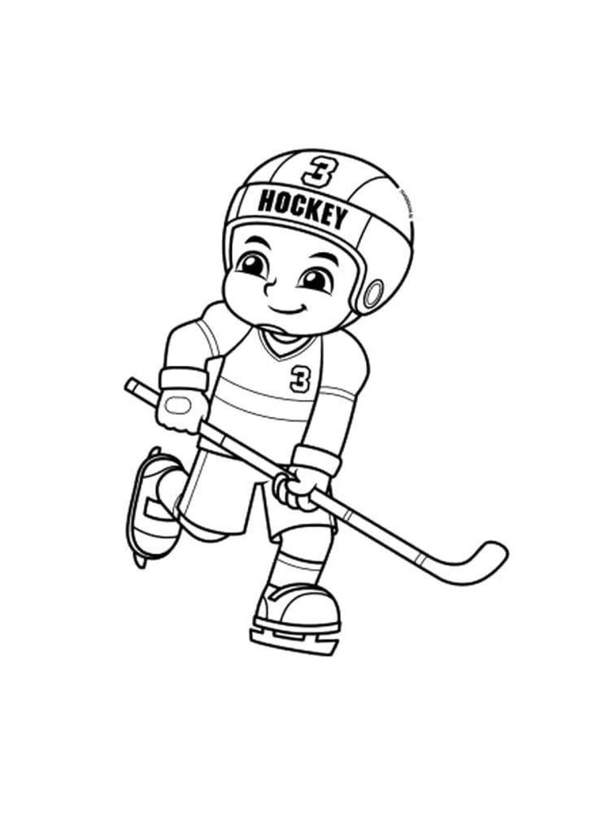 Увлекательная раскраска хоккеист для детей