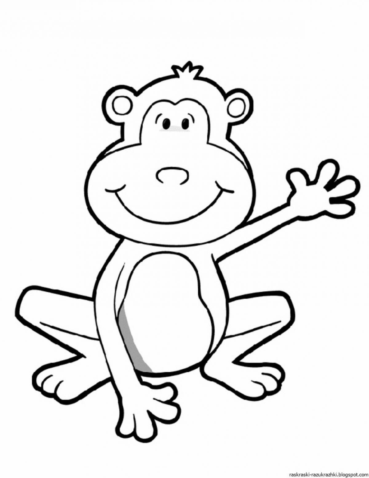 Забавная раскраска обезьяна для детей