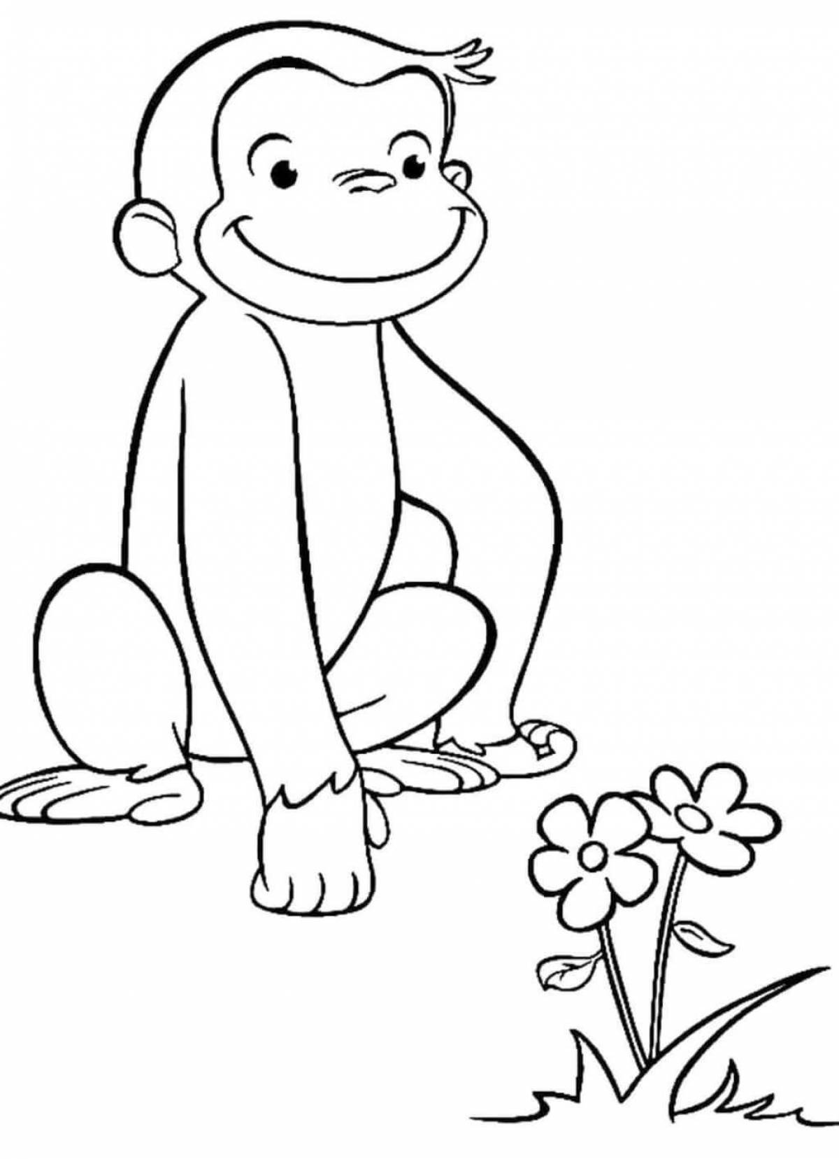 Озорная раскраска обезьяна для детей