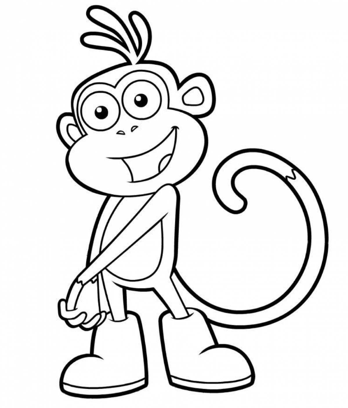 Анимированная раскраска обезьяна для детей
