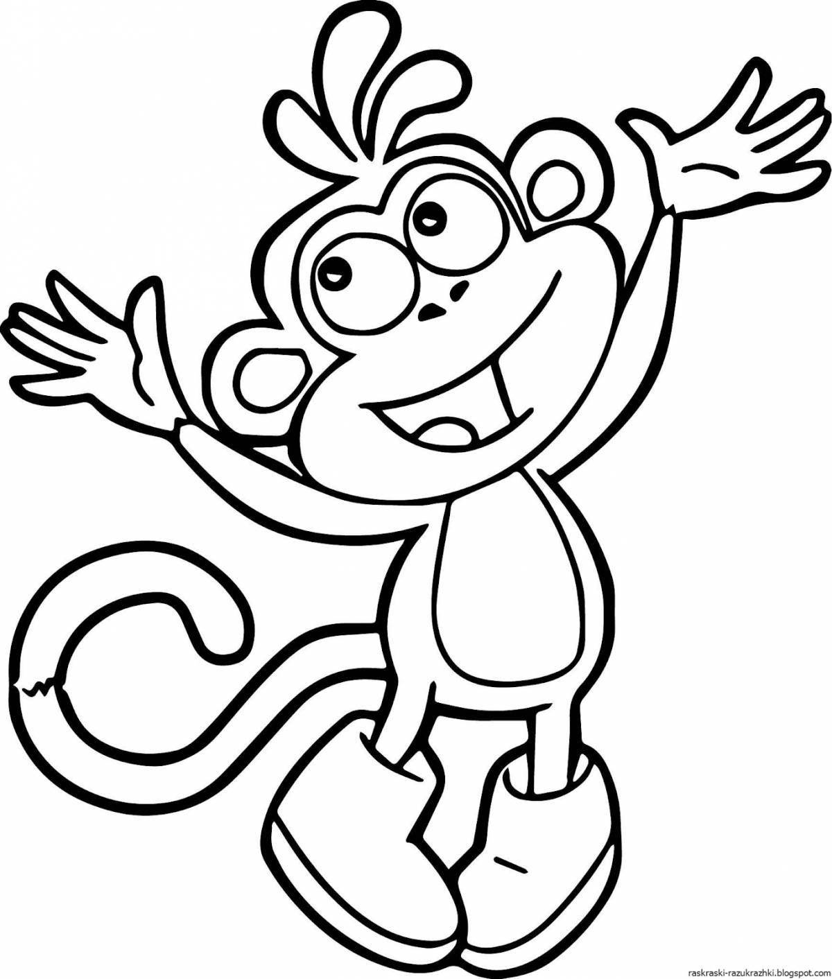 Развлекательная раскраска обезьяна для детей