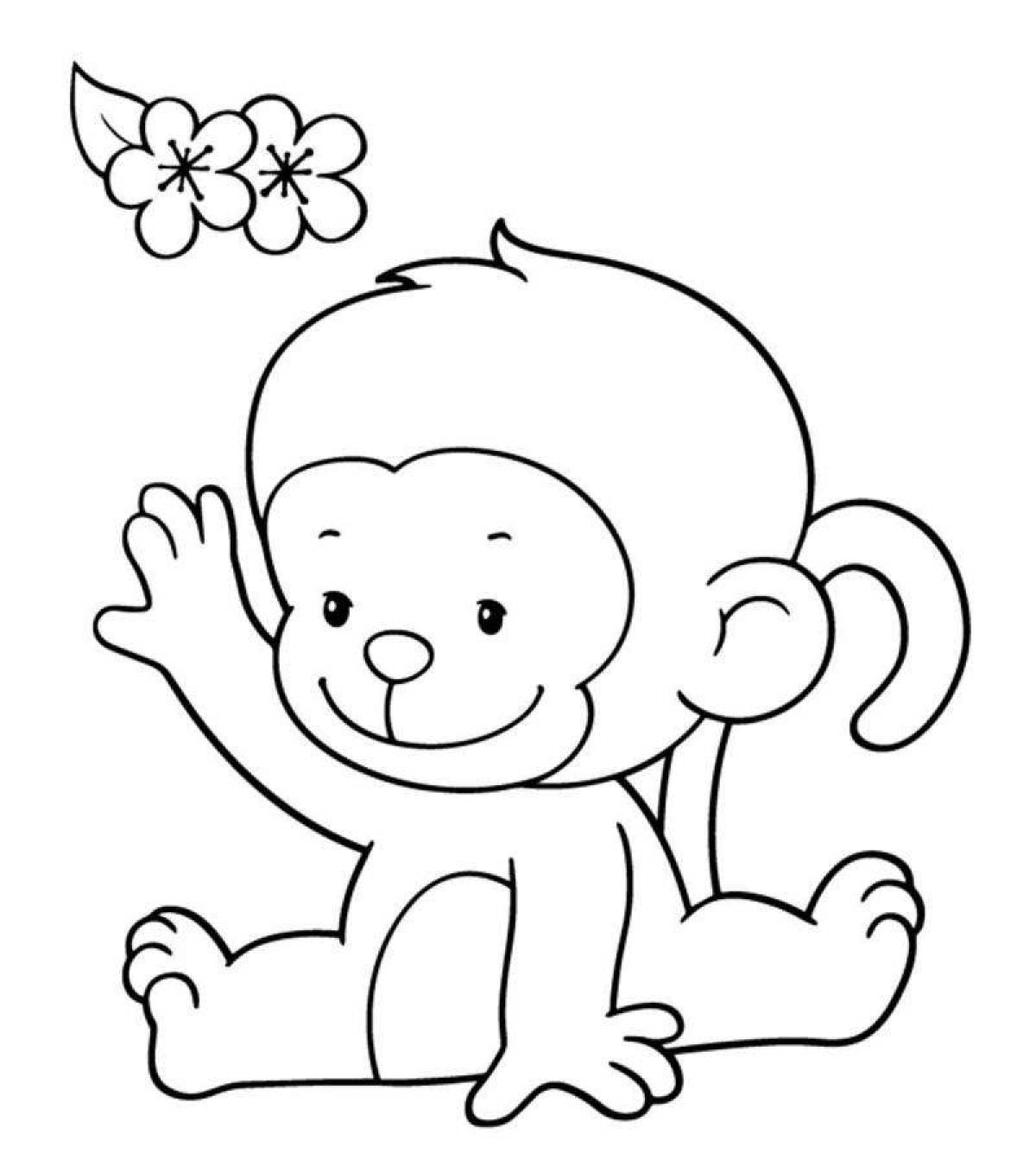 Яркая раскраска обезьянка для детей