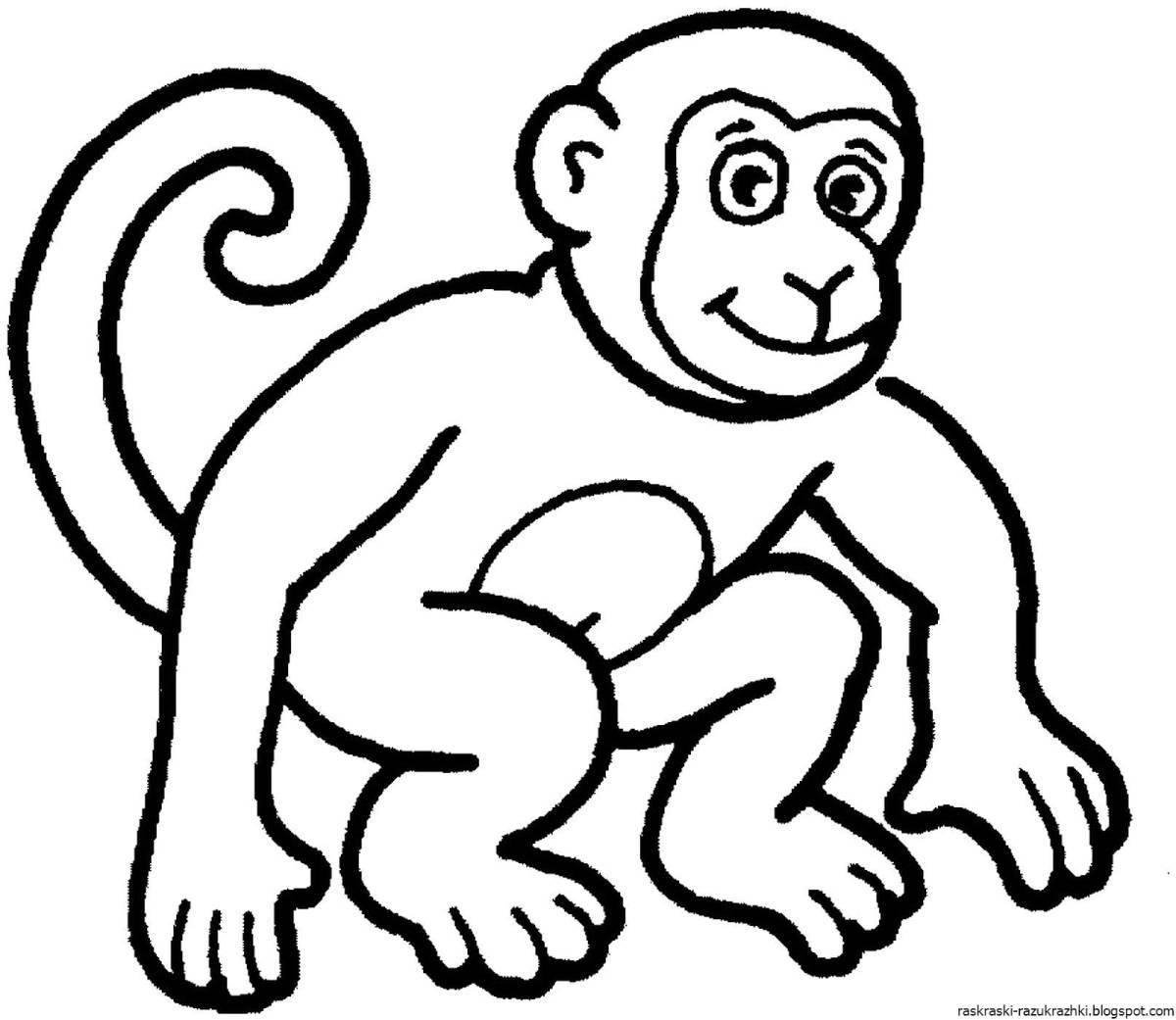 Увлекательная раскраска обезьяна для детей