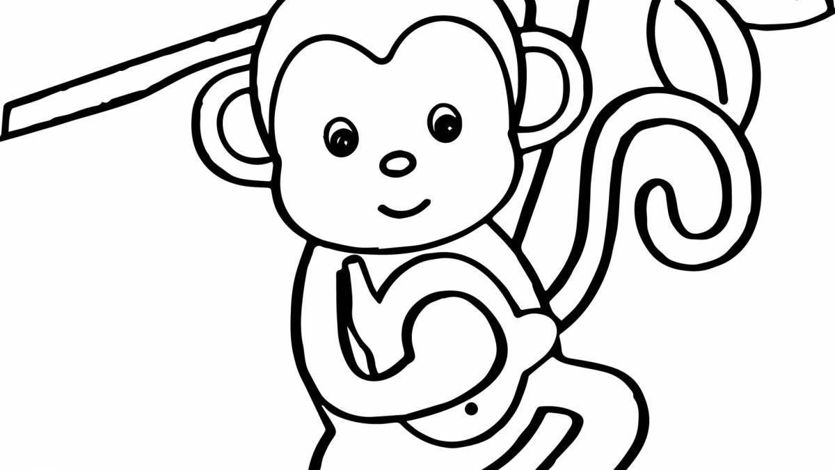 Остроумная раскраска обезьяна для детей