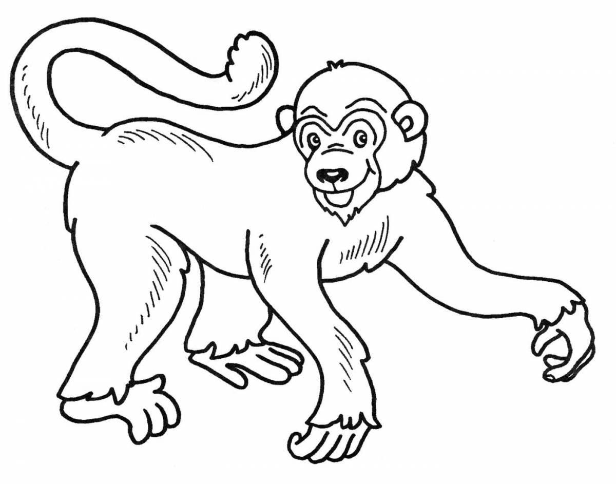 Смешная раскраска обезьяна для детей