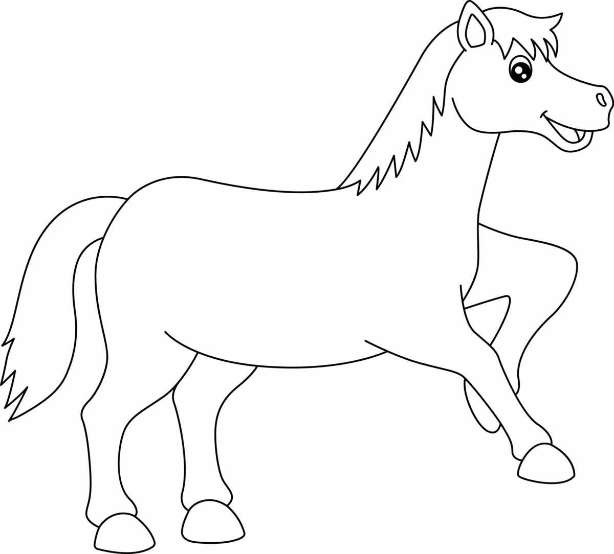 Яркая раскраска лошадь для детей 5-6 лет