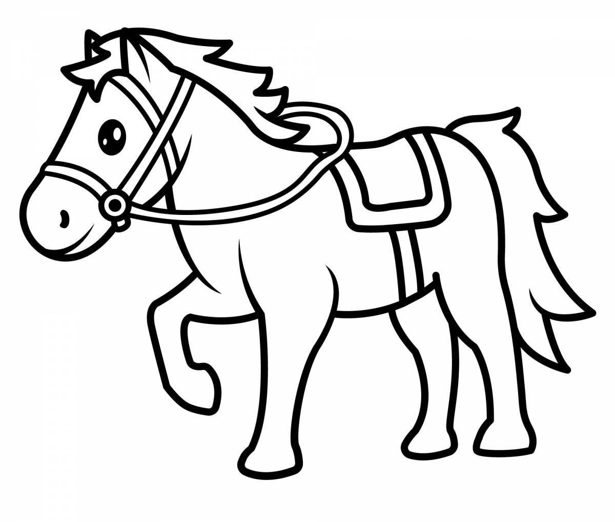 Лучистая раскраска лошадка для детей 5-6 лет