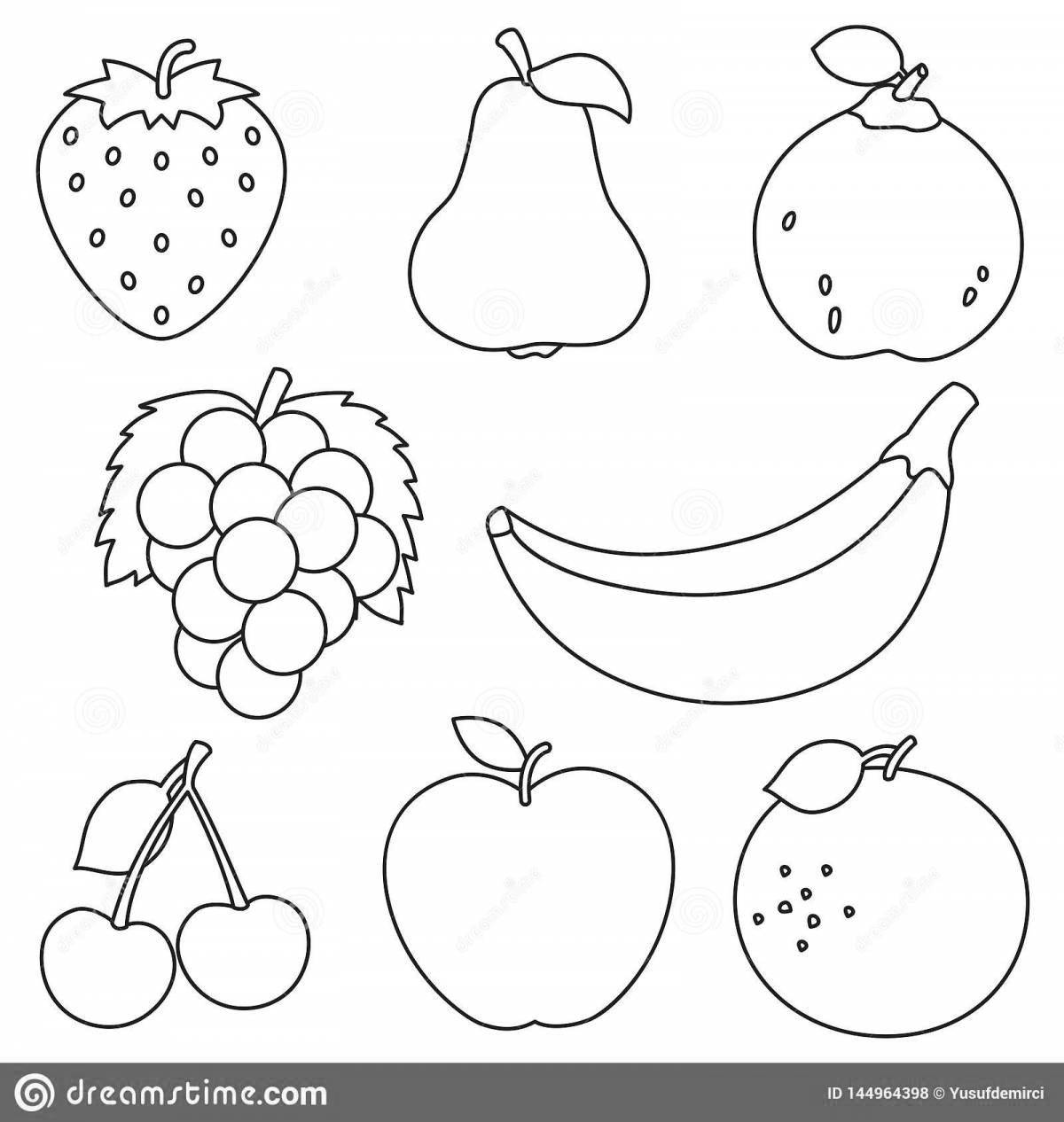 Игривая страница раскраски фруктов для детей 4-5 лет