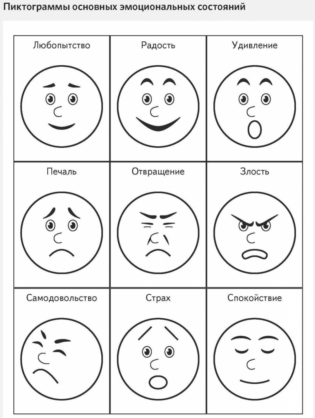 Radiant coloring page emotions
