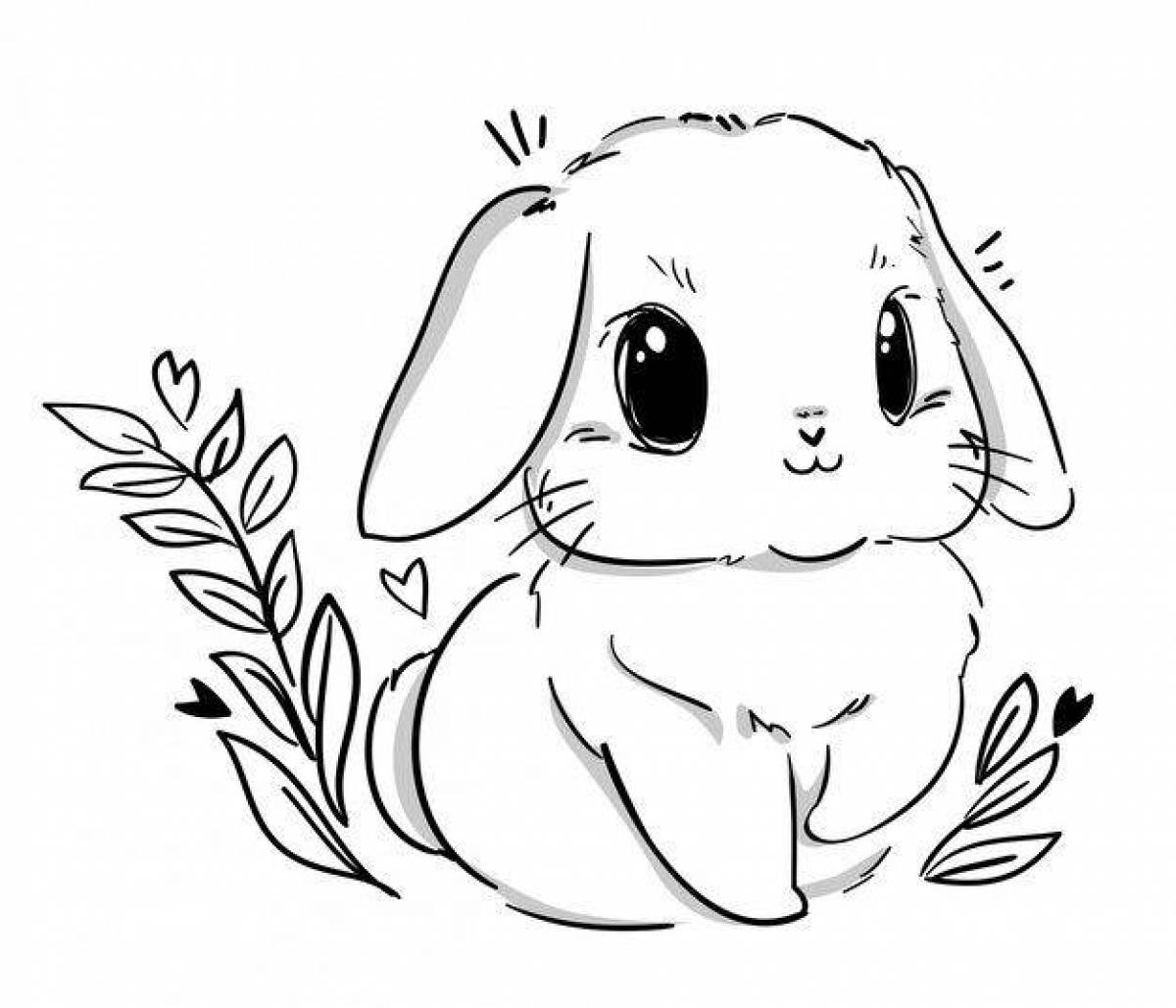 Милый и радостный кролик раскраска