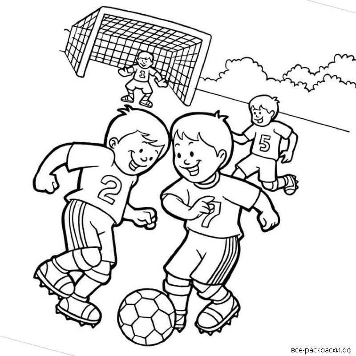 Юмористическая футбольная раскраска для детей