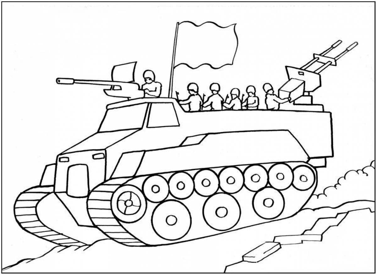 Раскраска поразительный военный танк