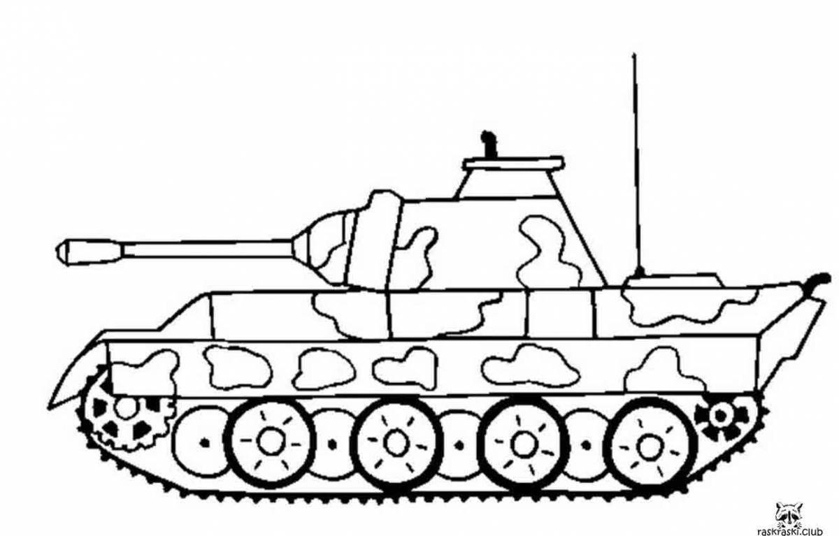 Раскраска величественный военный танк