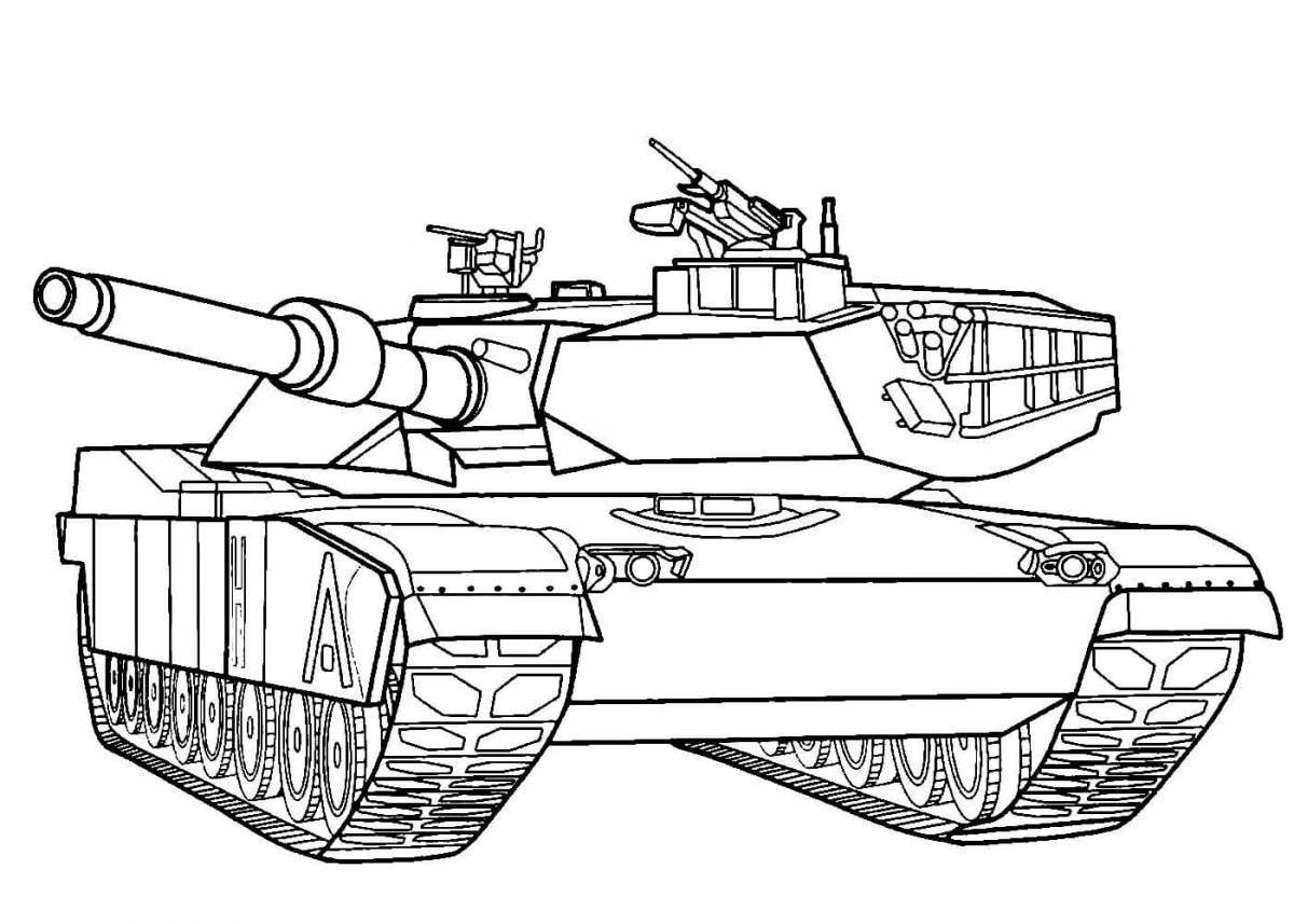 Подробная страница раскраски военного танка