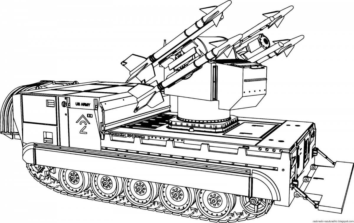 Раскраска «военный танк»