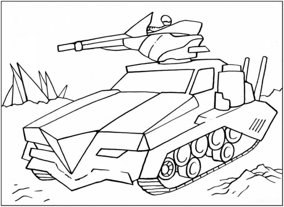 Раскраска впечатляющий военный танк