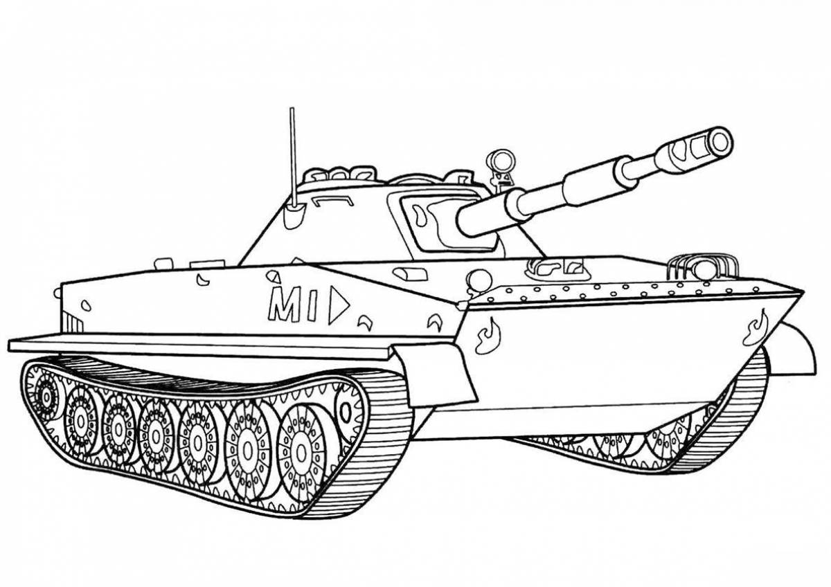 Креативная раскраска военного танка