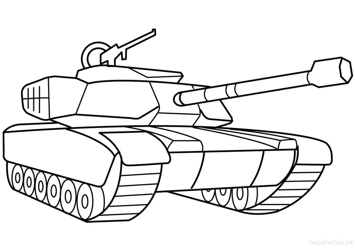 Раскраска красочный военный танк