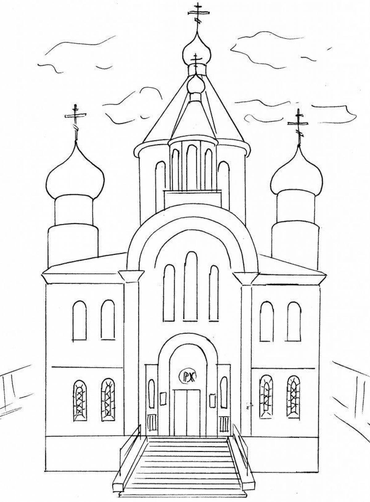 Великолепная раскраска храмы и церкви для детей