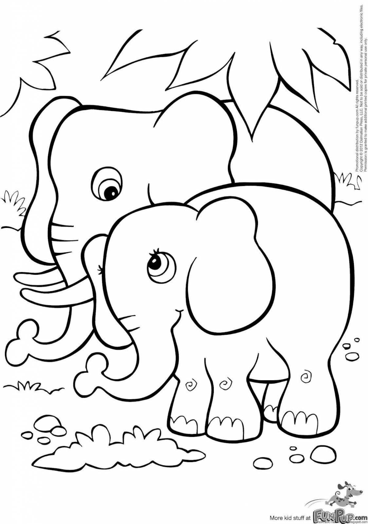 Очаровательная раскраска с изображением слона